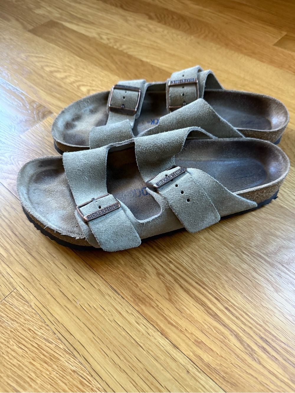 Birkenstock Suede Arizona Sandals in Taupe - Picture 6 of 9